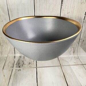Crate‎ & Barrel Addison Gray Gold Rim 6-3/8" Soup Cereal Bowl